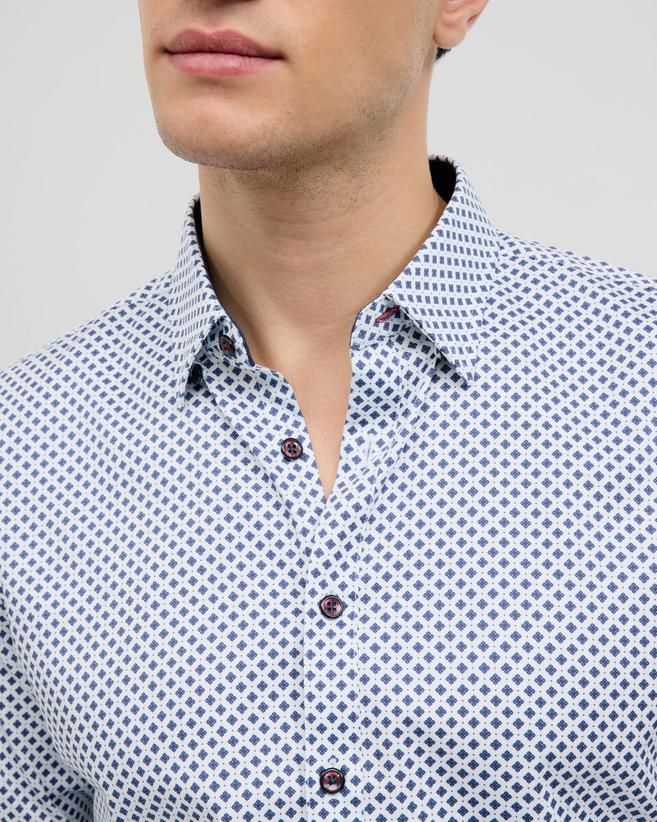 Geo Print Long Sleeve Shirt, Navy, hi-res
